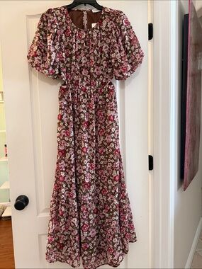 Blu Pepper Pink and Brown Floral Dress